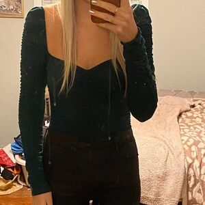 Reformation Dark Green Long Sleeve Top